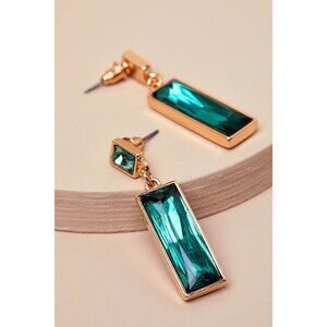 Lulus Delicate Allure Green Rhinestone Drop Earrings - Size One Size